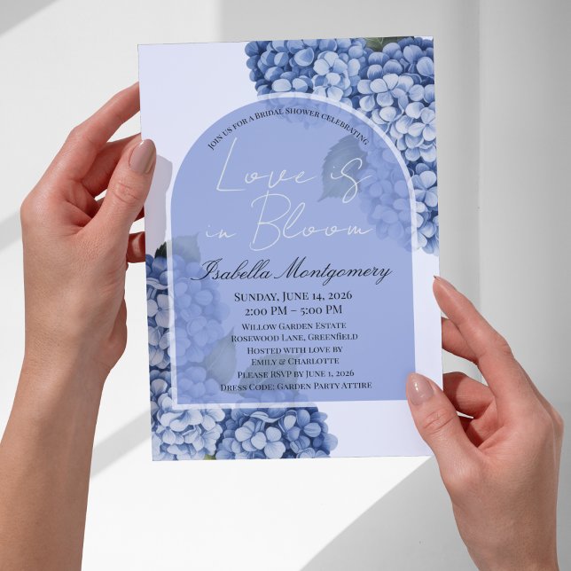 Love Is in Bloom Modern Blue Hydrangea Invitation (Love Is in Bloom Modern Blue Hydrangea Invitations
)
