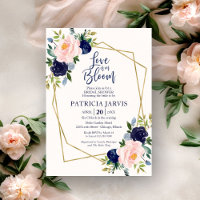 Love Is In Bloom Navy Blue Floral Bridal Shower