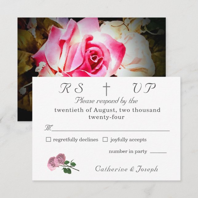 Love is in Bloom Photo/Rose Wedding RSVP Card (Front/Back)