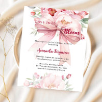 Love is in bloom pink bow Bridal Shower invitation
