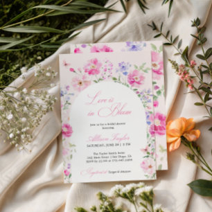 Love Is In Bloom Pink Floral Arch Bridal Shower Invitation