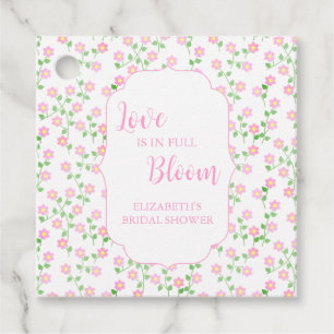Love Is In Bloom Pink Floral Bridal Shower Favour Tags