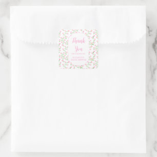 Love Is In Bloom Pink Floral Bridal Shower Square Sticker