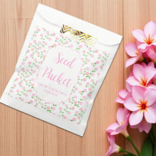 Love Is In Bloom Pink Floral Seed Packet Favour Bags
