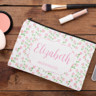 Love Is In Bloom Pink Floral Wedding Party Accessory Pouch