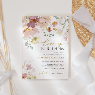 Love is in Bloom Pink & Red Wildflowers Shower Invitation