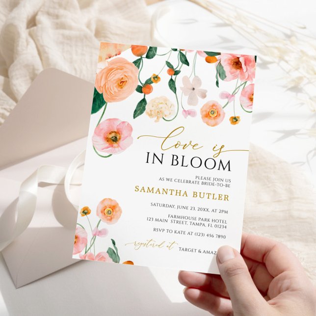 Love is in Bloom Poppies Flowers Bridal Shower Invitation (Creator Uploaded)