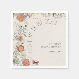 Love Is In Bloom Pressed Wildflower Bridal Shower Napkin