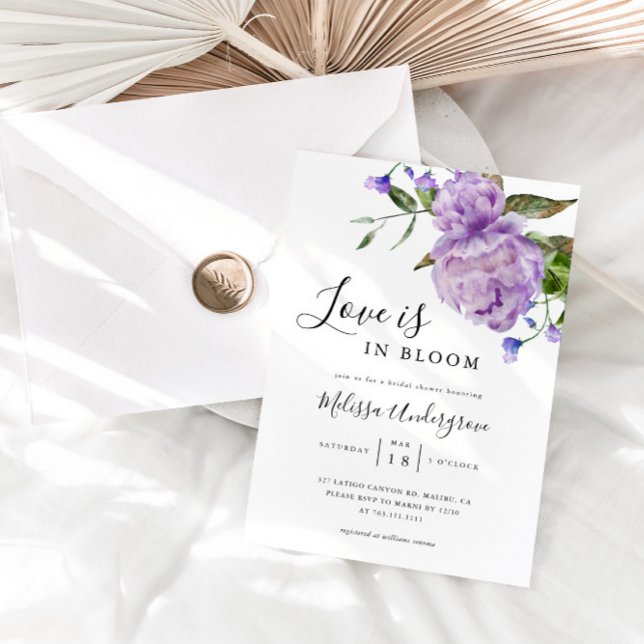 Love is in Bloom Purple Bridal Shower  Invitation (Creator Uploaded)