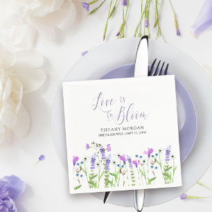 Love is in Bloom Purple Wildflower Bridal Shower Napkin
