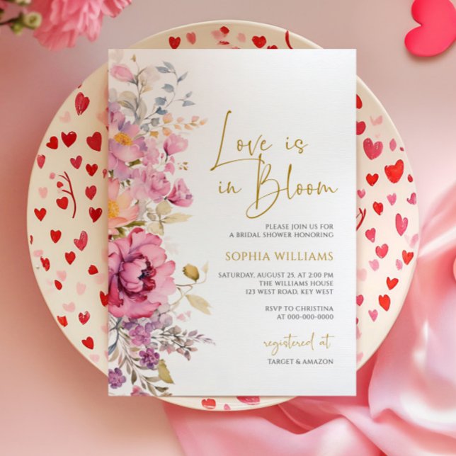 Love is in Bloom Purple Wildflowers Bridal Shower Invitation (Creator Uploaded)