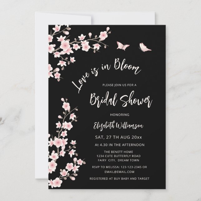 Love Is In Bloom | QR Code Registry Bridal Shower Invitation (Front)