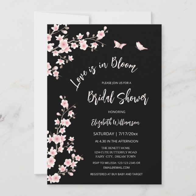 Love Is In Bloom | QR Code Registry Bridal Shower Invitation (Front)