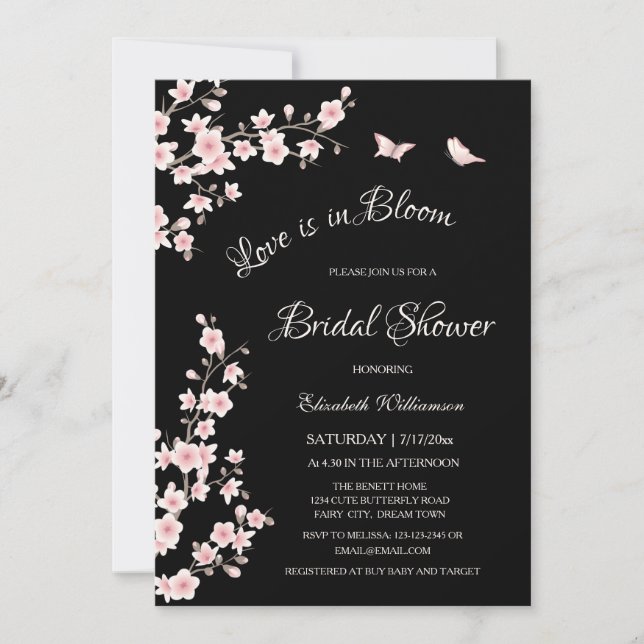 Love Is In Bloom | QR Code Registry Bridal Shower Invitation (Front)