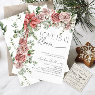 Love is in Bloom Red Pine Winter Flowers Invitation
