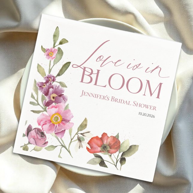Love is in Bloom | Rosey Spring Bridal Shower Napkin (Creator Uploaded)