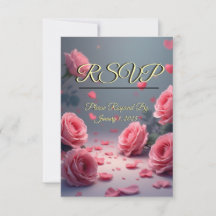 Love is in Bloom RSVP Pink Roses Wedding