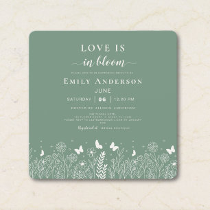 Love Is in Bloom Sage Green Bridal Shower Invite