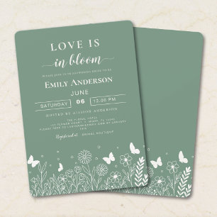Love Is in Bloom Sage Green Bridal Shower Invite