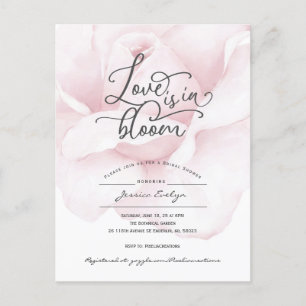 Love is in bloom, simple modern bridal shower invitation postcard