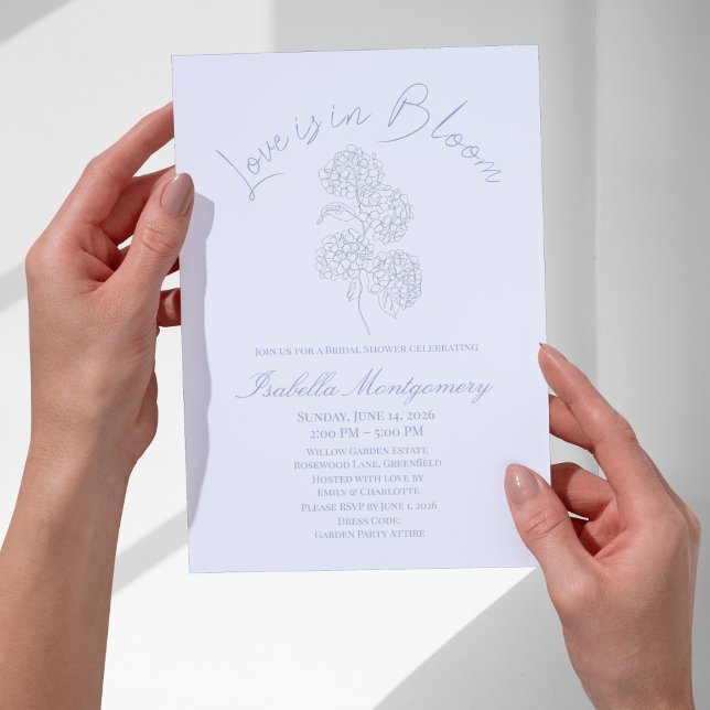 Love Is in Bloom Soft Line Art Hydrangea Invitation (Love Is in Bloom Soft Line Art Hydrangea Invitations
)