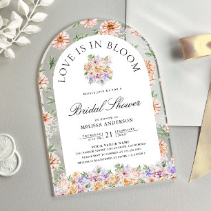 Love is in Bloom Spring Floral Arch Bridal Shower Acrylic Invitations