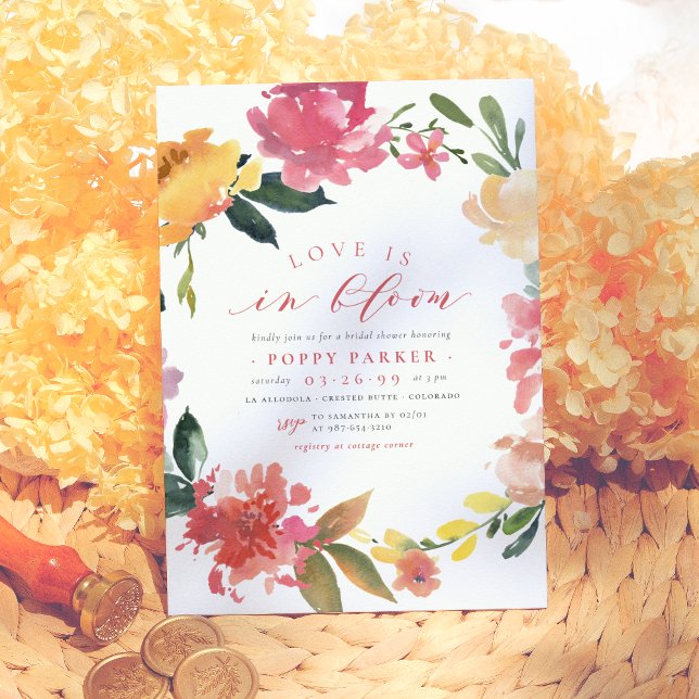 Love Is In Bloom Spring Flowers Boho Bridal Shower Invitation (Creator Uploaded)