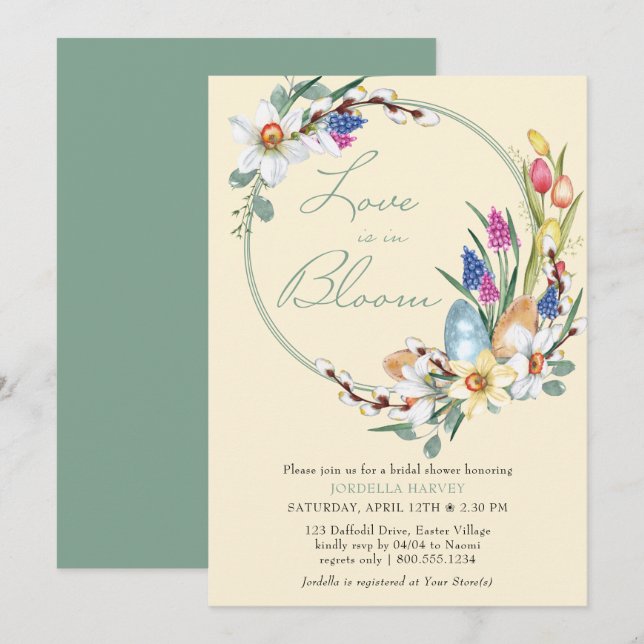 Love is in Bloom Spring Flowers Bridal Shower Invitation (Front/Back)
