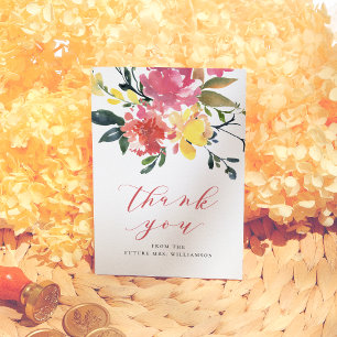 Love Is In Bloom Spring Flowers Bridal Shower Thank You Card