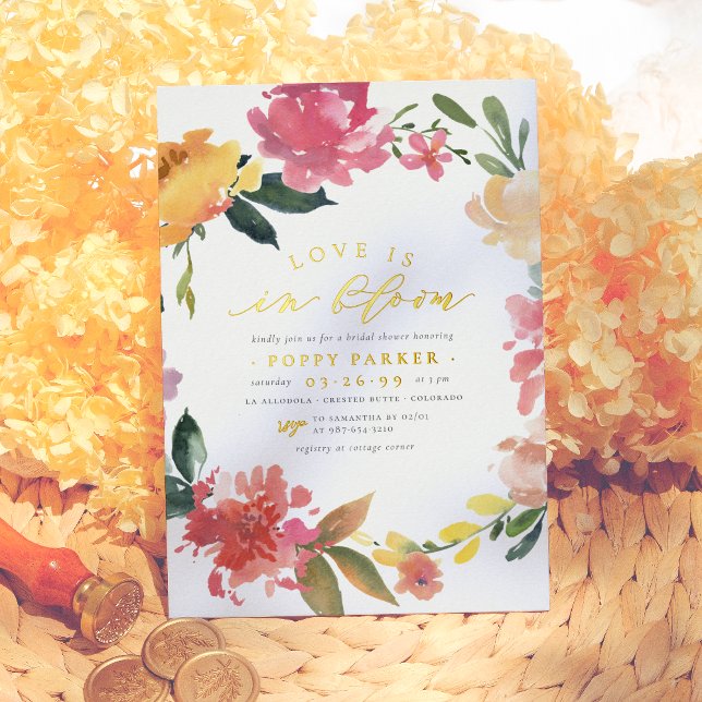 Love Is In Bloom Spring Flowers Gold Bridal Shower (Creator Uploaded)