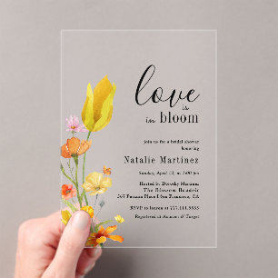 Love is in Bloom Spring Wildflower Bridal Shower Acrylic Invitations