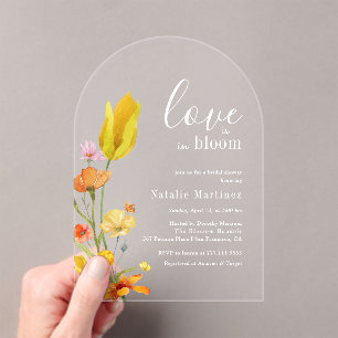 Love is in Bloom Spring Wildflower Bridal Shower Acrylic Invitations
