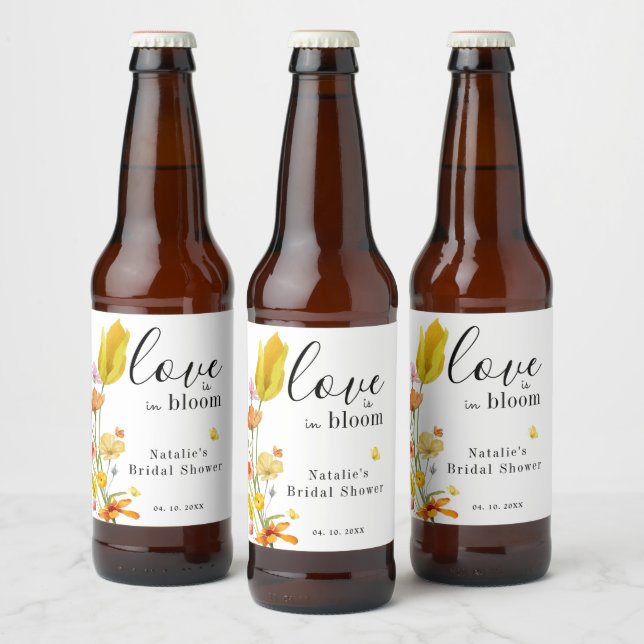 Love is in Bloom Spring Wildflower Bridal Shower Beer Bottle Label (Bottles)