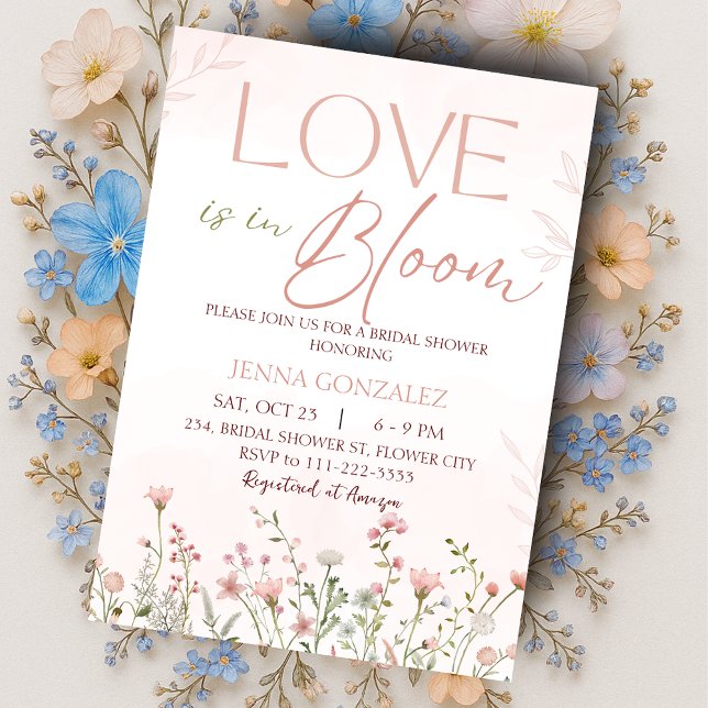 Love is in Bloom Spring Wildflower Bridal Shower  Invitation (Love is In Bloom Spring Wildflower Bridal Shower Invitation)