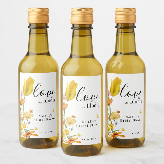 Love is in Bloom Spring Wildflower Bridal Shower Wine Label (Bottles)