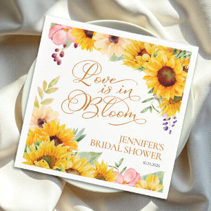 Love Is In Bloom   Sunflower Bridal Shower Napkin