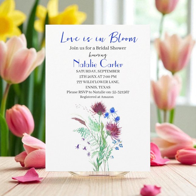Love is in Bloom Thistle Floral Bridal Shower  Invitation (Creator Uploaded)