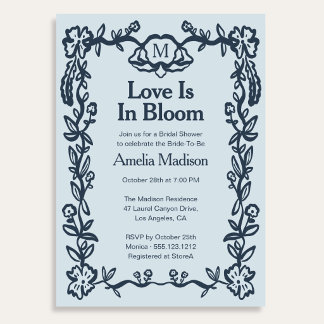 Love is in Bloom Vintage Floral Bridal Shower Invitation