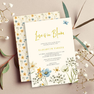 Love is in bloom watercolor floral bridal shower invitation
