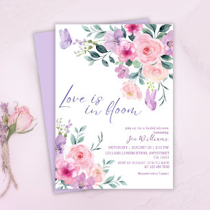 Love is in bloom watercolor floral bridal shower invitation
