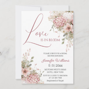 love is in bloom watercolor floral bridal shower invitation
