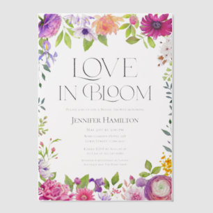 Love is in Bloom Watercolor Floral Bridal Shower Vellum Invitations