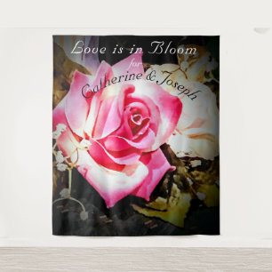 Love is in Bloom Wedding Backdrop Tapestry