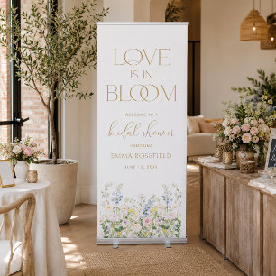 Love is in Bloom Welcome Wedding Bridal Shower Retractable Banner