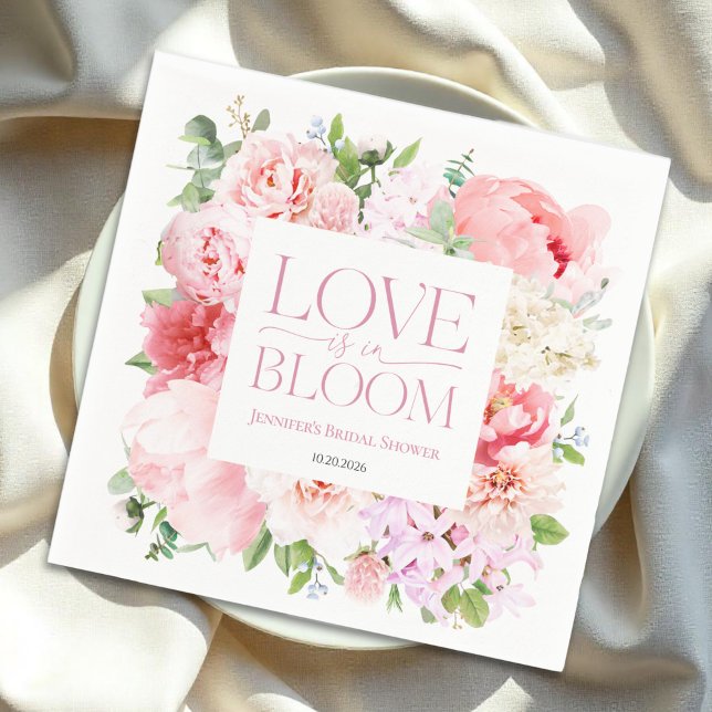 Love is in Bloom | Wild Garden Frame Bridal Shower Napkin (Creator Uploaded)
