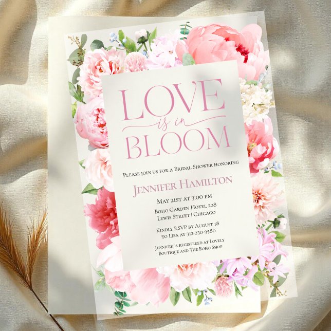 Love is in Bloom | Wild Garden Frame Bridal Shower Vellum Invitations (Creator Uploaded)