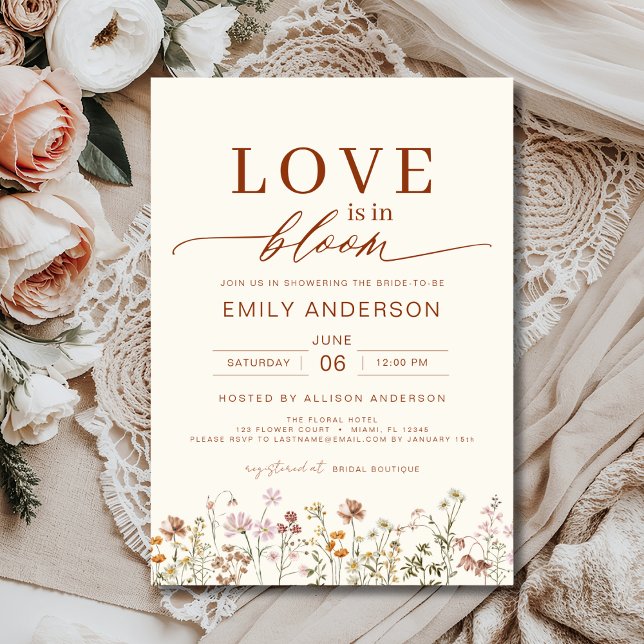 Love is in Bloom Wildflower Boho Bridal Shower Invitation (Creator Uploaded)