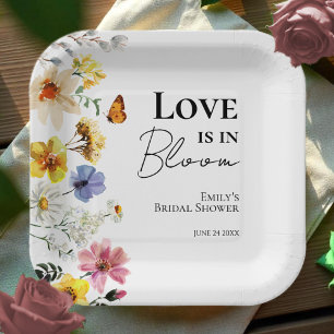 Love is in Bloom Wildflower Boho Bridal Shower Paper Plate