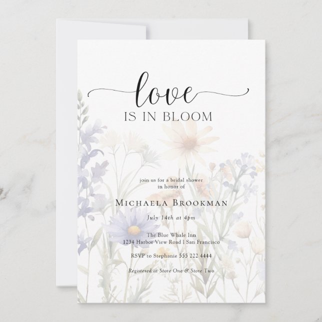 Love is in Bloom Wildflower BridaI Shower Invitation (Front)