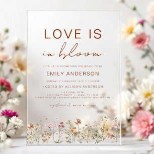 Love is in Bloom Wildflower Bridal Shower Acrylic Invitations
